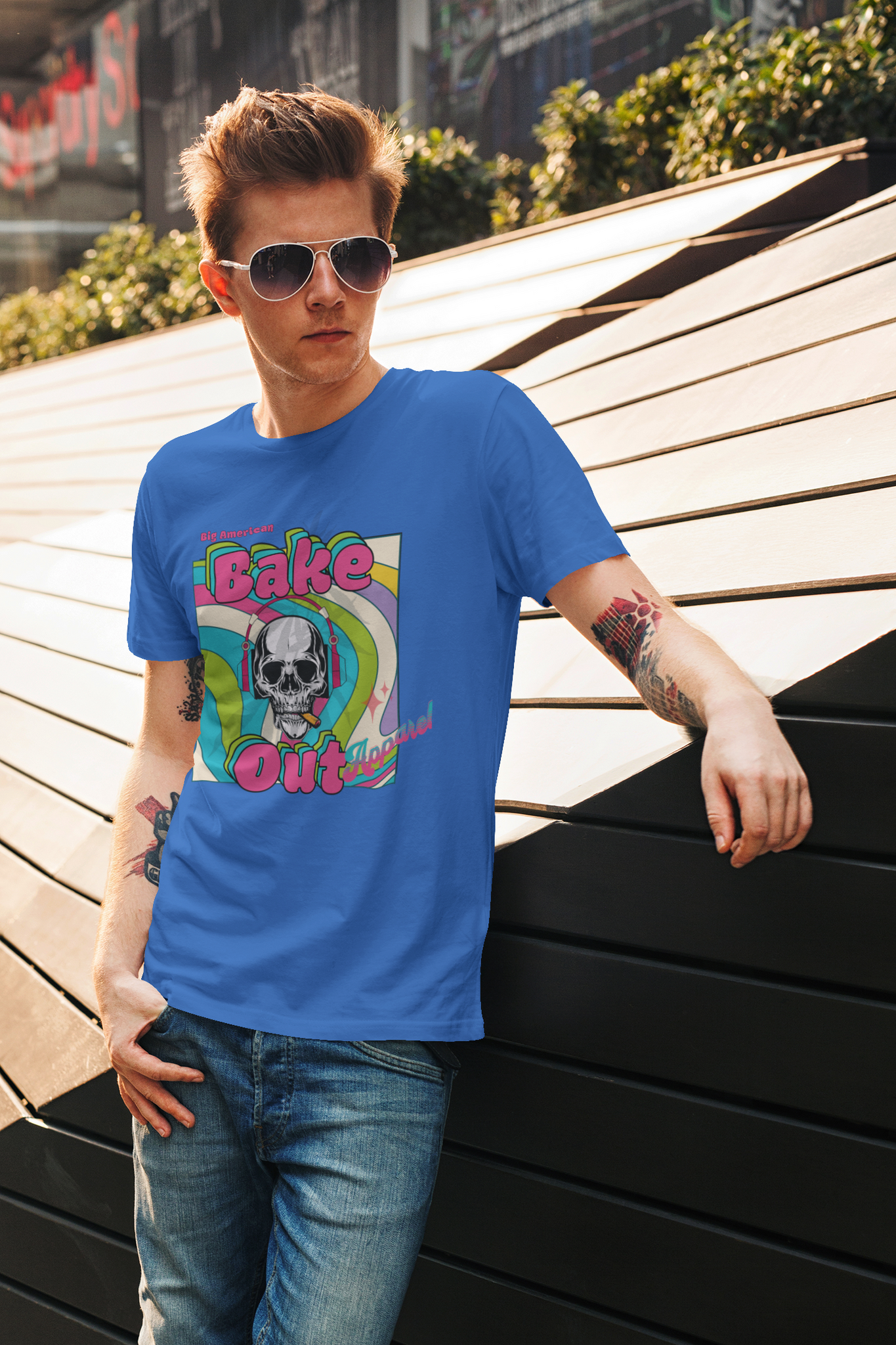 Gildan Unisex "Skull smoking, Bake Out" T-Shirt